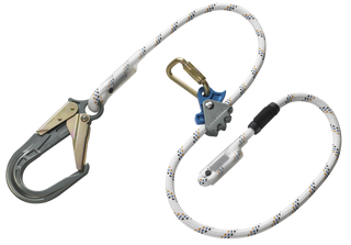 Safety rope with carabiners on a white background