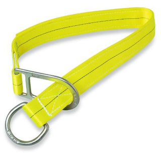 Yellow dog collar with metal clasp on a white background