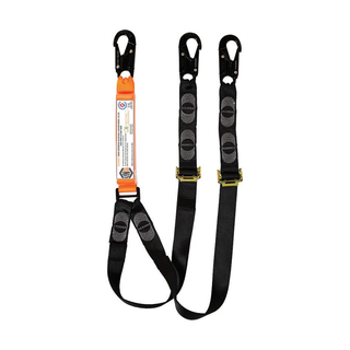 Elite Double Leg Shock Absorbing 2M Adjustable Lanyard with Snap Hooks
